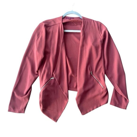 Women's Trendy Style Sleeves Solid Open Jacket Blazer Cardigan Size M - Picture 2 of 5